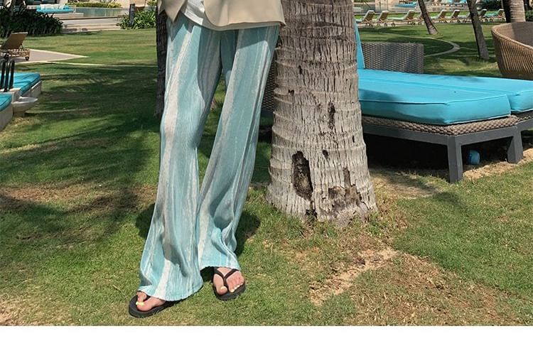 High Pants Wide Leg Pleated Patterned Rise Print