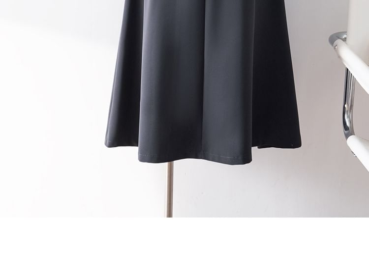 Asymmetrical Shirred Midi A-Line Skirt with High Rise