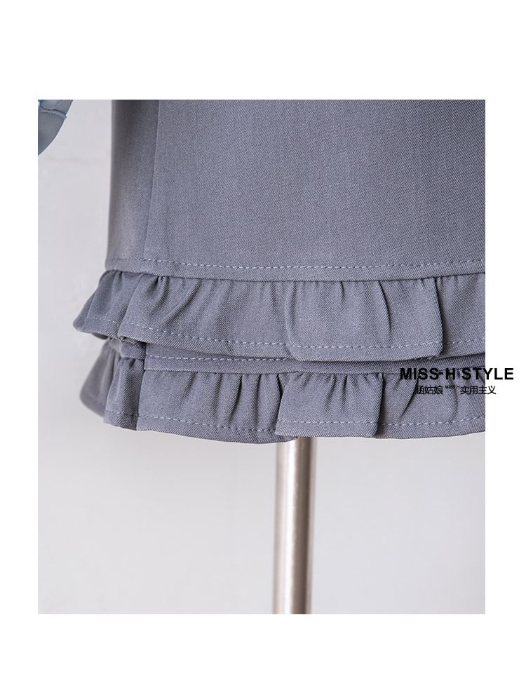 Ruffle Hem Layered Mini A-Line Skirt with High Waist