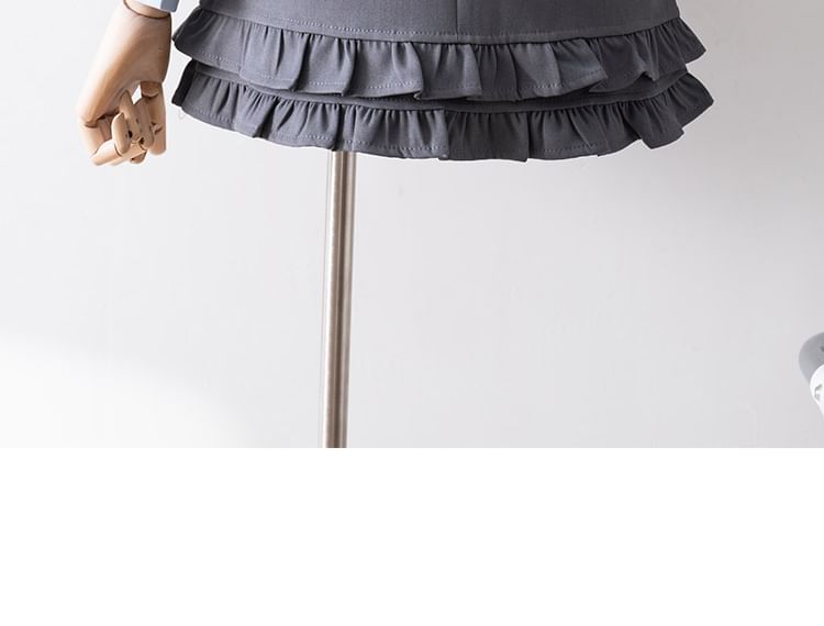 Ruffle Hem Layered Mini A-Line Skirt with High Waist