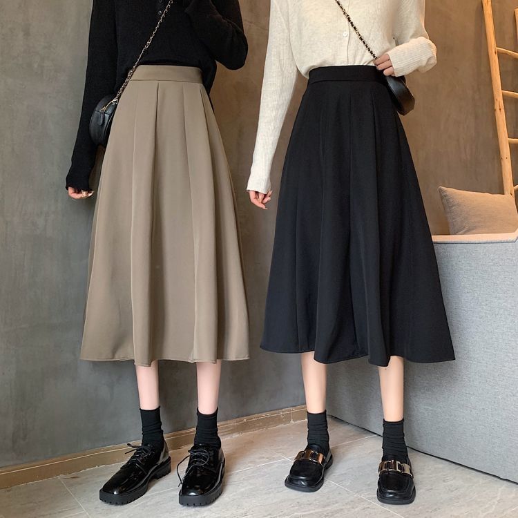 Sleek Midi Flared Skirt with High-Rise Silhouette