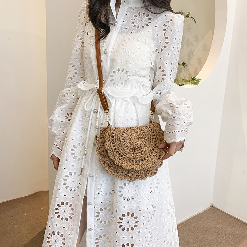 Crossbody Crochet Flap Bag Lace