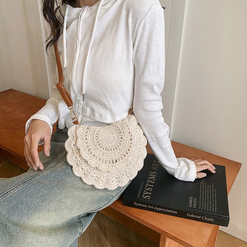 Crossbody Crochet Flap Bag Lace