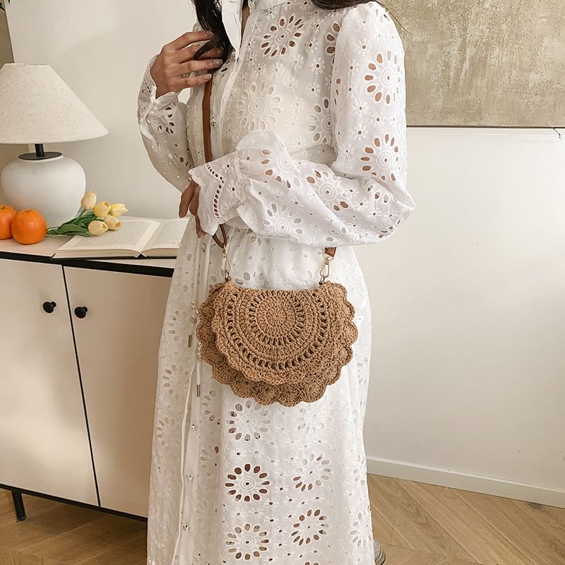 Crossbody Crochet Flap Bag Lace