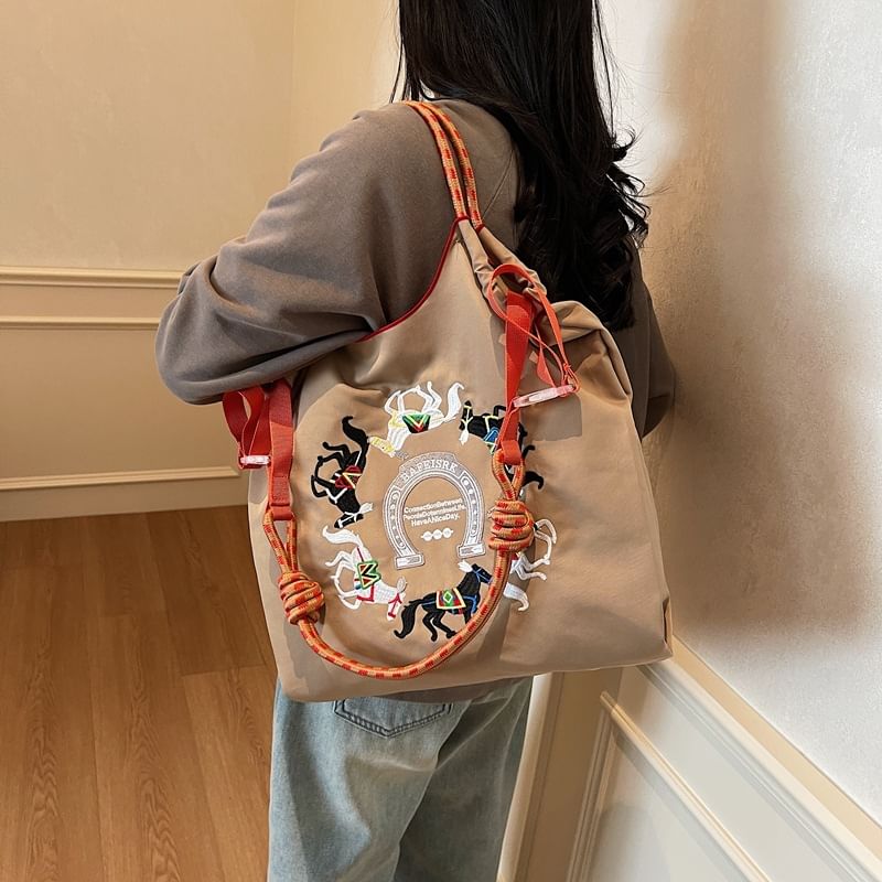 Embroidered Horse Crossbody Bag