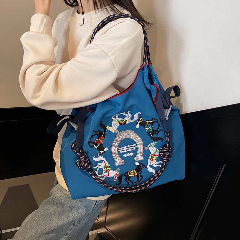 Embroidered Horse Crossbody Bag