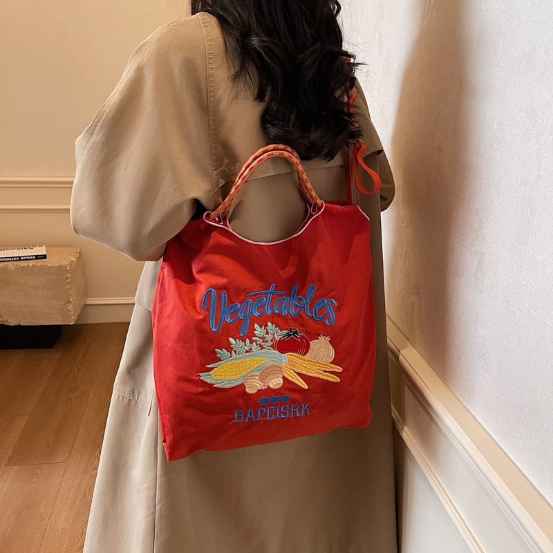 Bag Tote Embroidered Vegetable