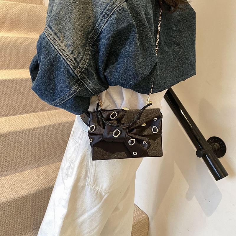 Rhinestone Bag Bow Crossbody Box