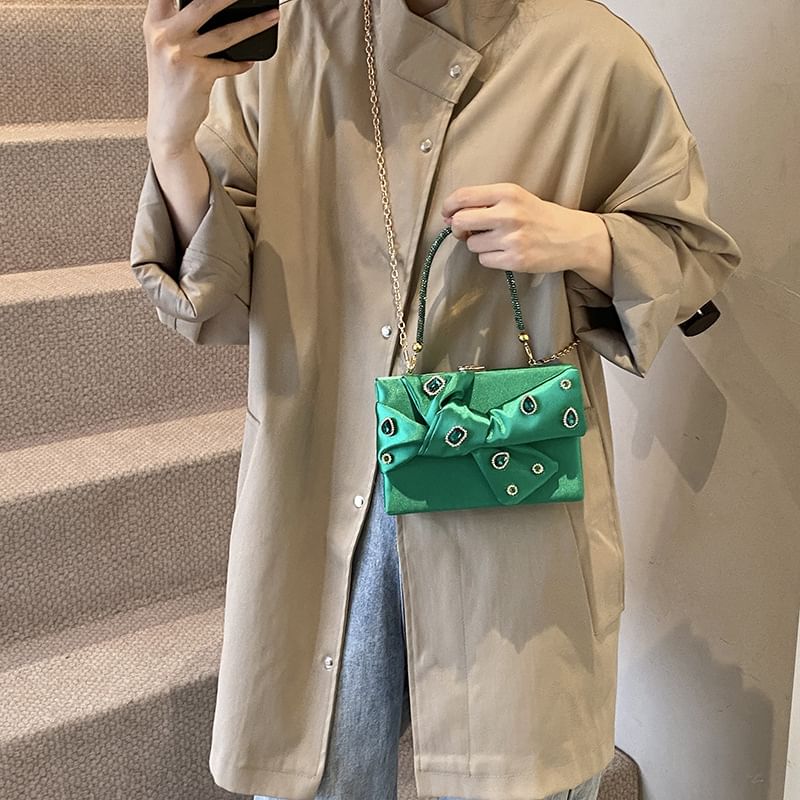 Rhinestone Bag Bow Crossbody Box