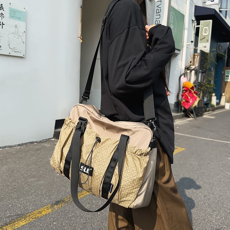 Bag Buckled Drawstring Plaid Crossbody Panel