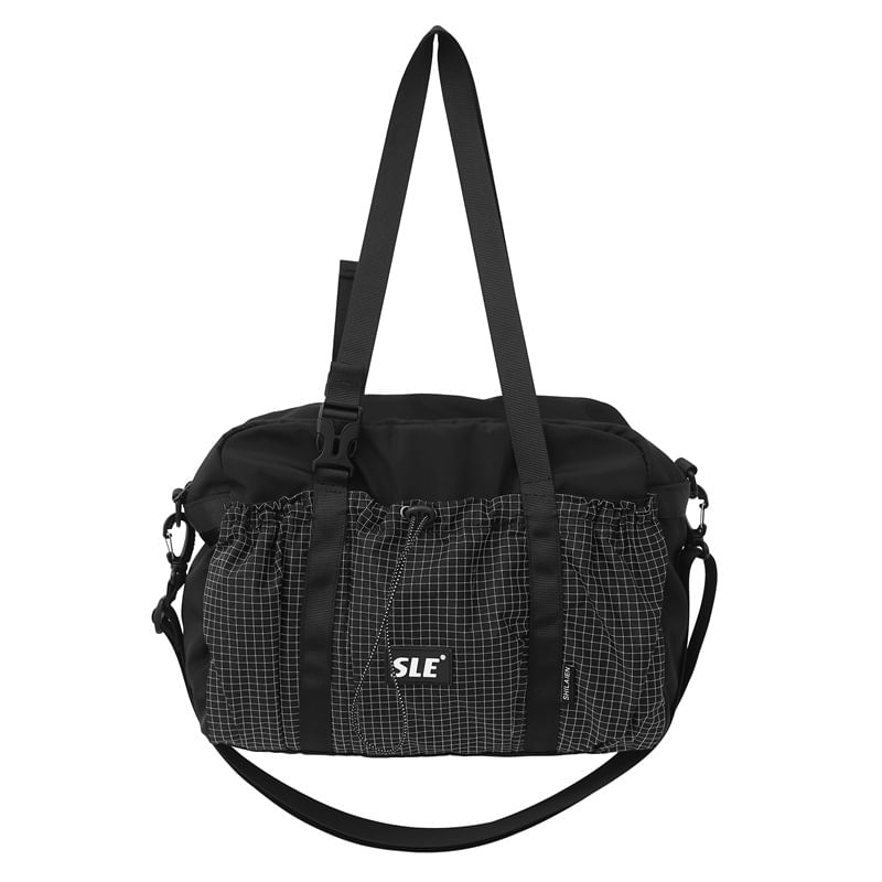 Bag Buckled Drawstring Plaid Crossbody Panel