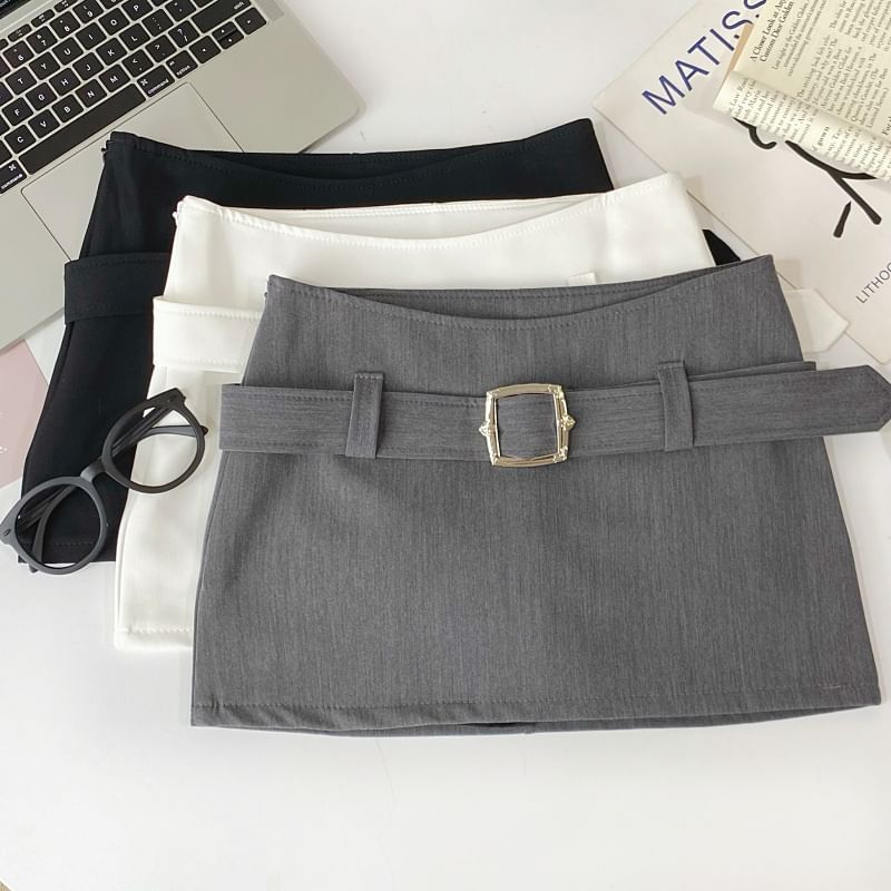 High-Rise Mini Pencil Skirt with Belted Detail