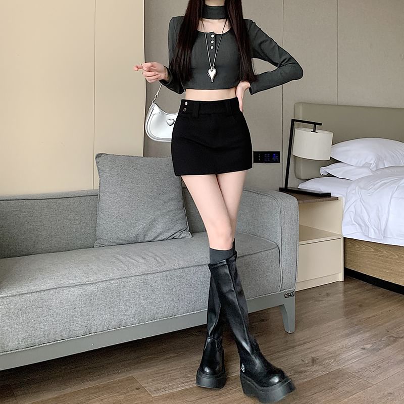 High Waist Skort Plain