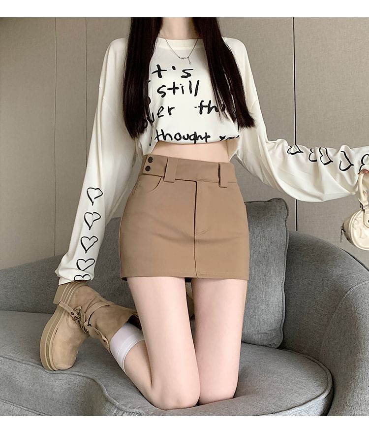 High Waist Skort Plain