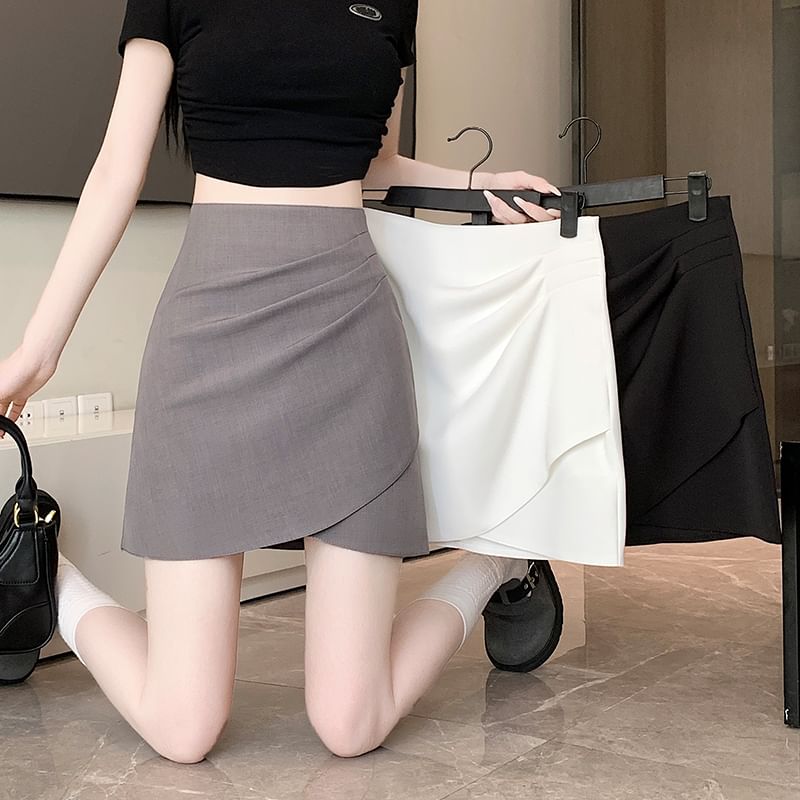 Asymmetrical High-Rise Mini Pencil Skirt