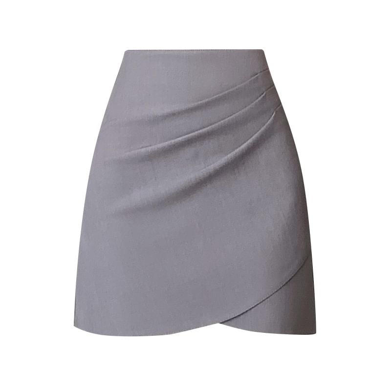 Asymmetrical High-Rise Mini Pencil Skirt