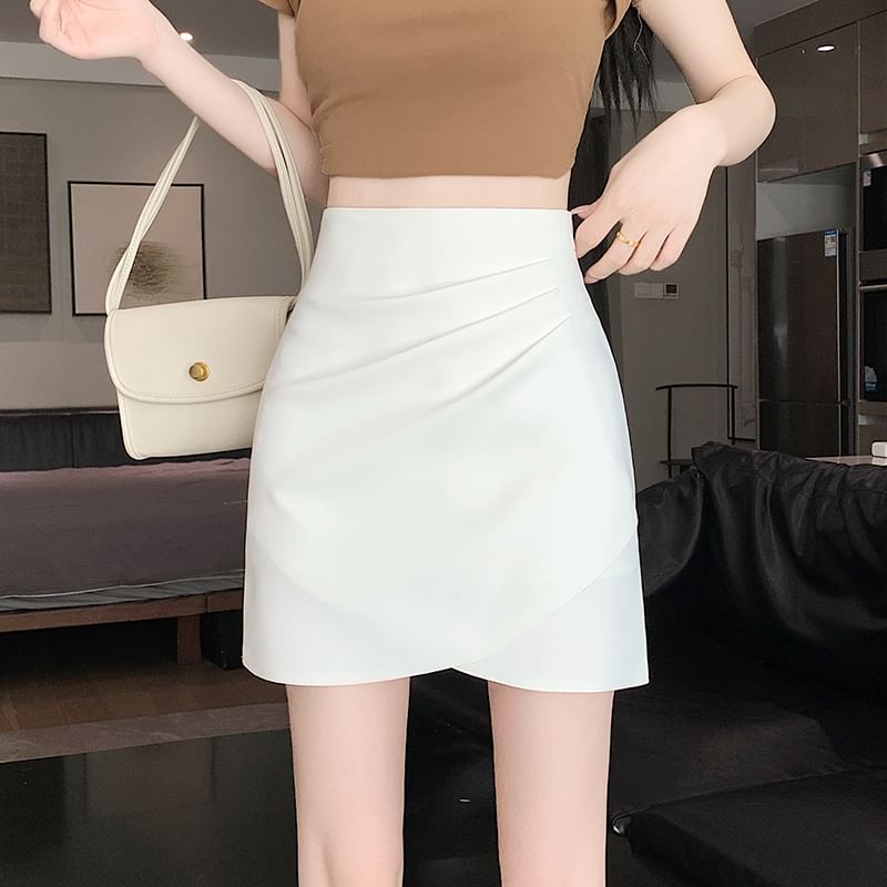 Asymmetrical High-Rise Mini Pencil Skirt