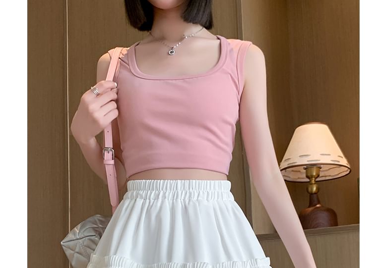 Pleated Tiered Mini A-Line Skirt with Stretchy Waistband