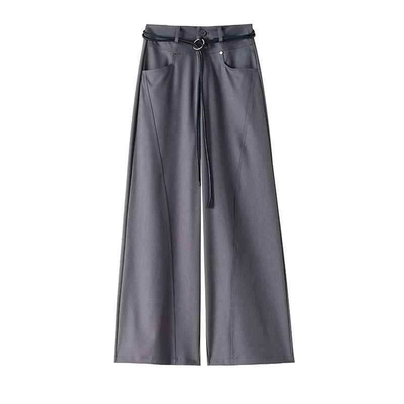 Dress Waist Wide Plain High (Various Designs) Pants Leg