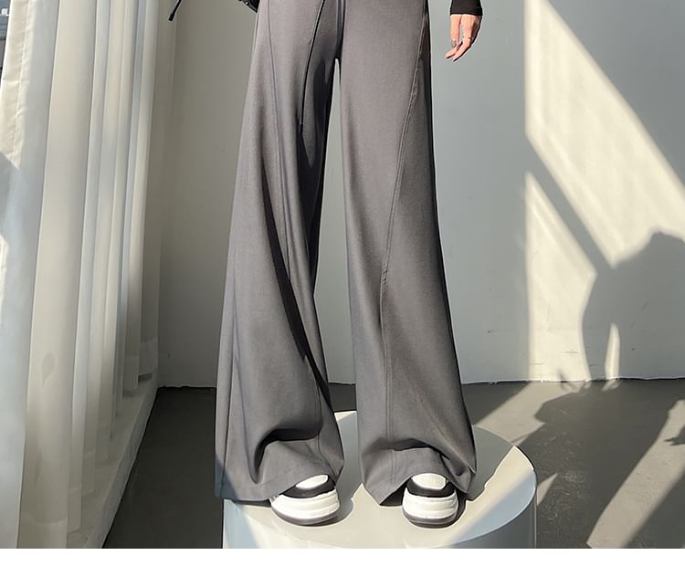 Dress Waist Wide Plain High (Various Designs) Pants Leg