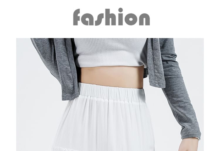 Plain Tiered Flared Midi Skirt with Stretchy Waistband