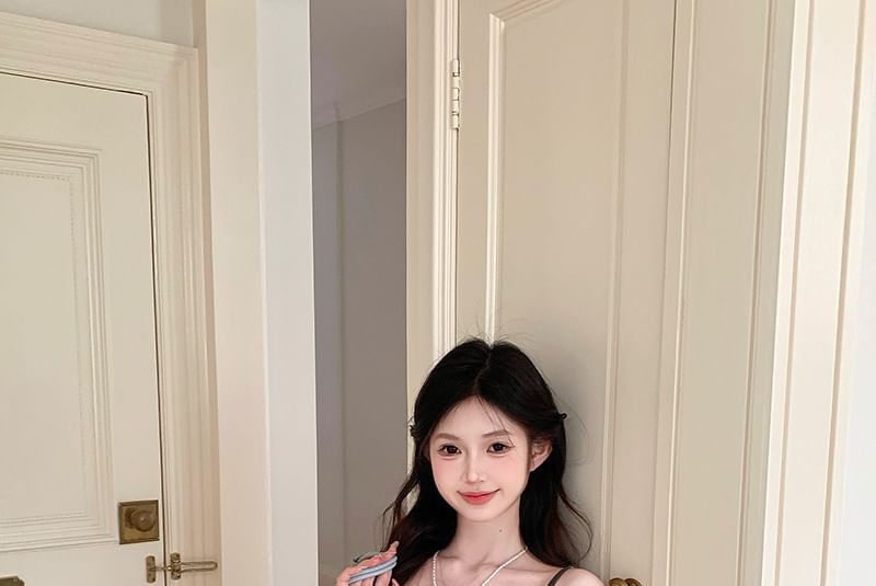 Panel Ruffle Camisole Top V-Neck