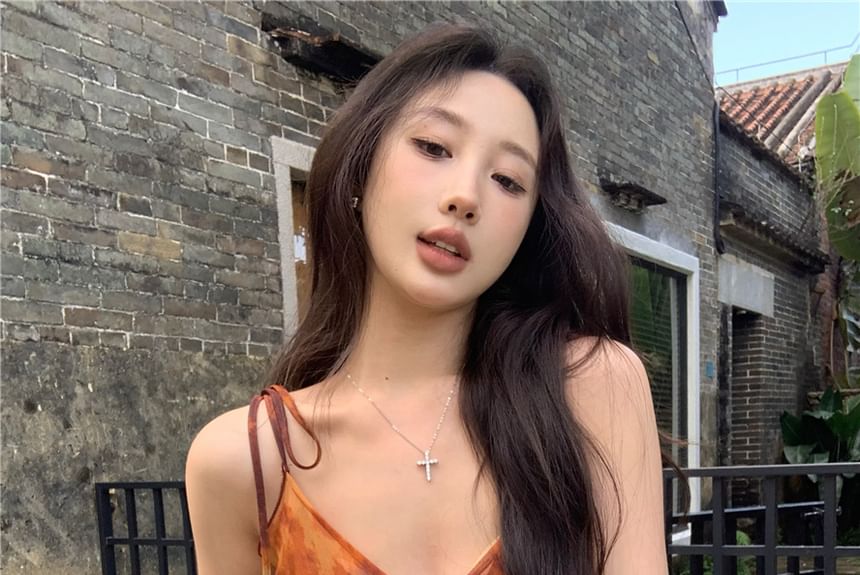 Asymmetrical Camisole Tie Dye Top Shoulder