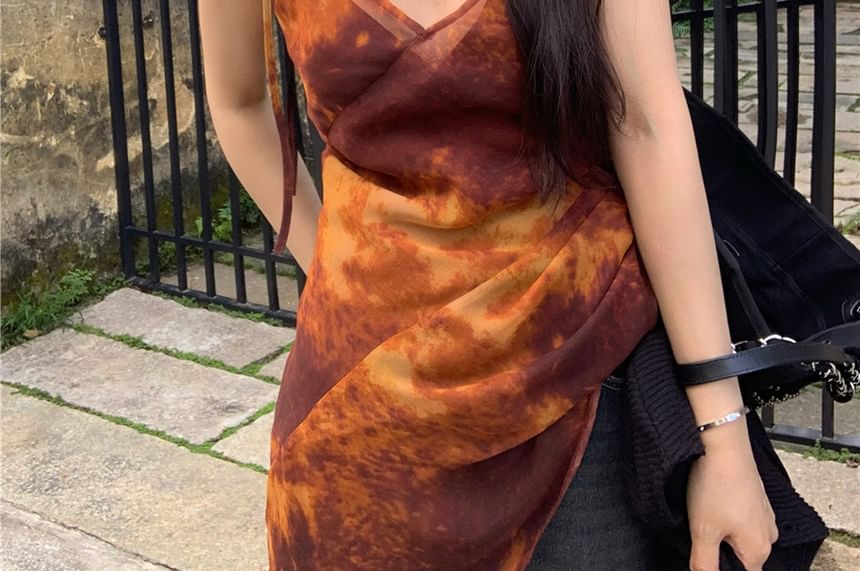 Asymmetrical Camisole Tie Dye Top Shoulder