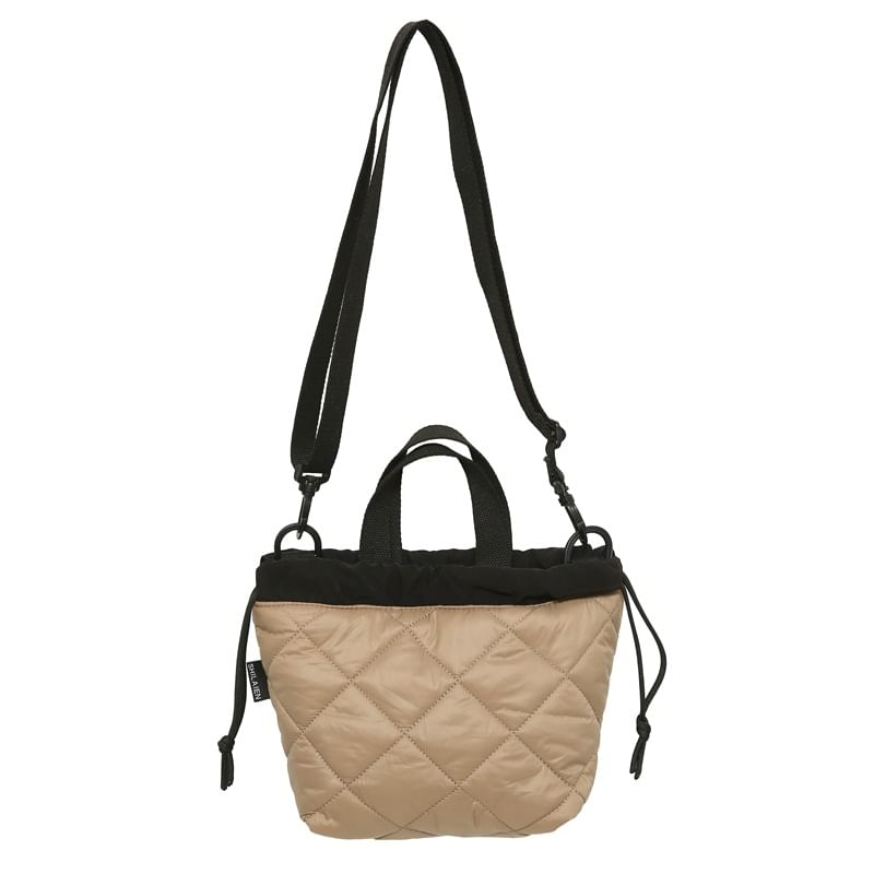 Quilted Bag Crossbody Drawstring Two-Tone