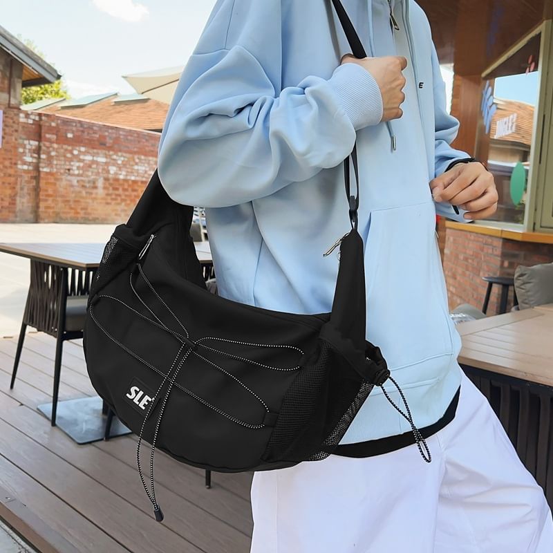 Crossbody Logo Drawstring Bag Lettering