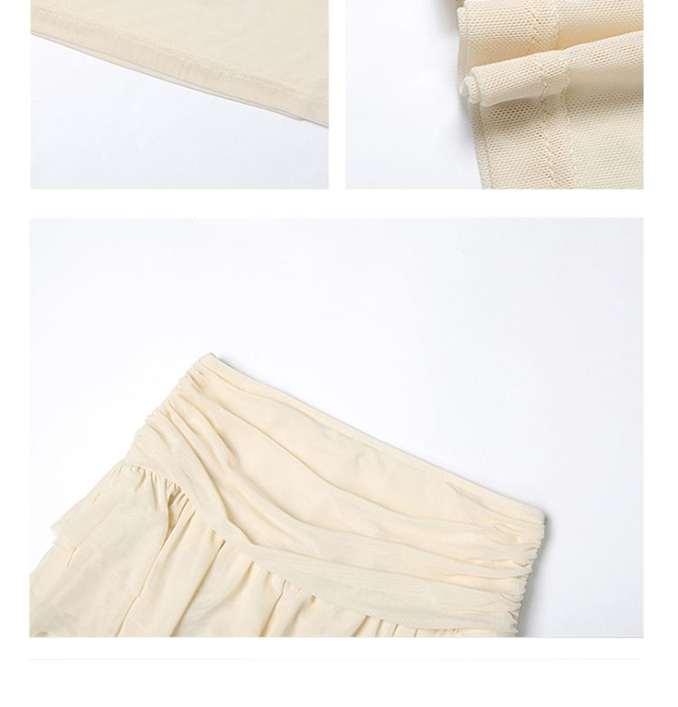 Set: Cowl Neck Sleeveless Crop Top & Ruffle High-Low Maxi Skirt