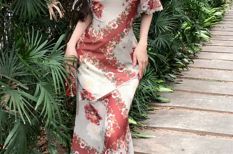 Print Designs) Bodycon (Various Shoulder Off Dress Flower