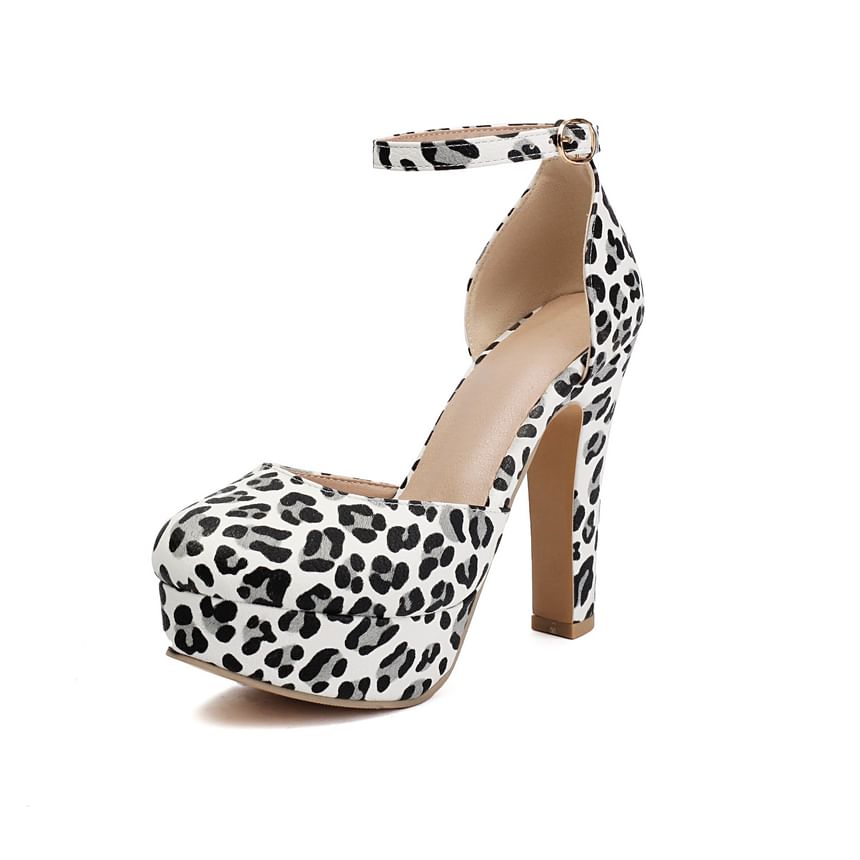 High Heel Leopard Strap D'Orsay Sandals