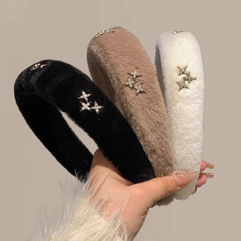 Rhinestone Fluffy Headband Star