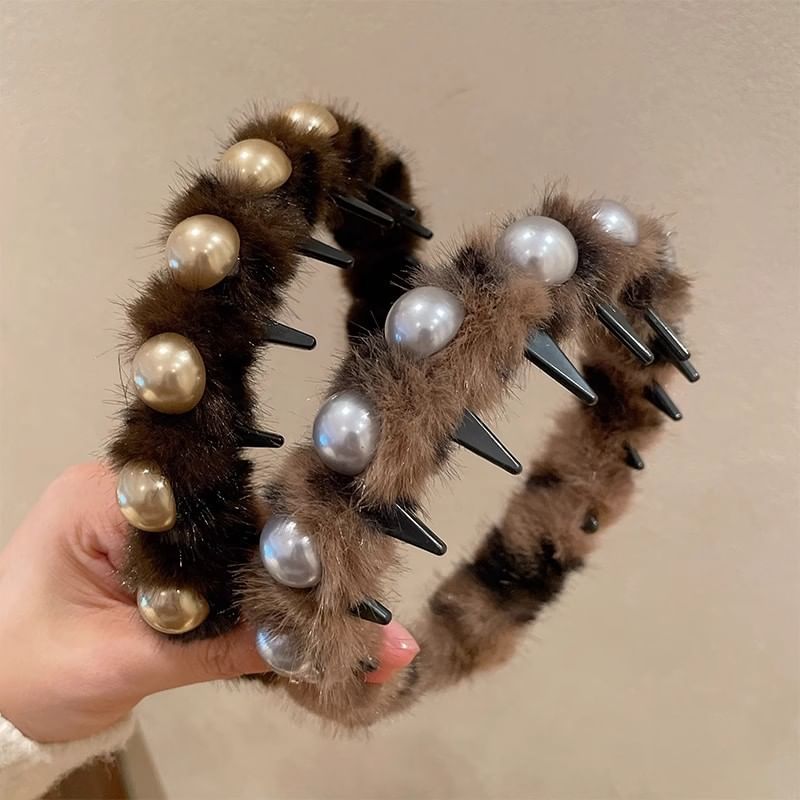 Headband Faux Pearl Fluffy