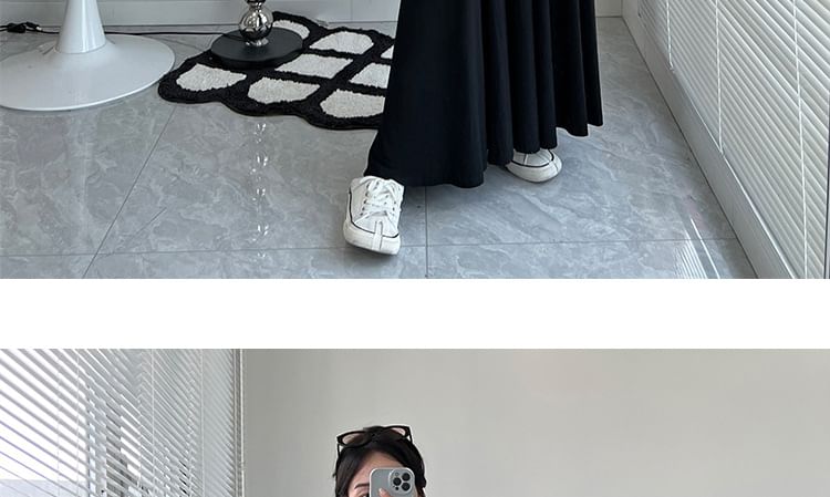 Comfortable Elastic Waist A-Line Maxi Skirt for Maternity