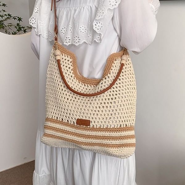 Bag Woven Striped Tote