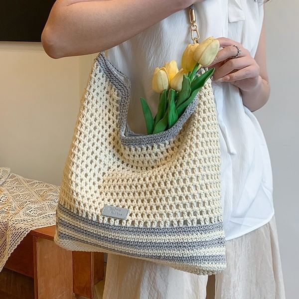 Bag Woven Striped Tote