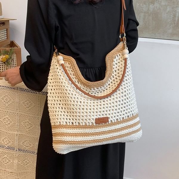 Bag Woven Striped Tote
