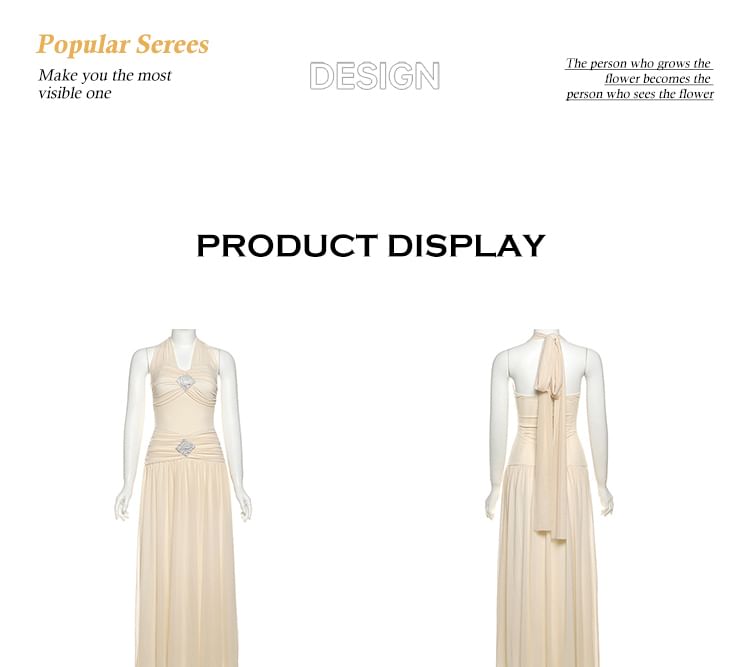 Rhinestone Halter Sheath Maxi Dress