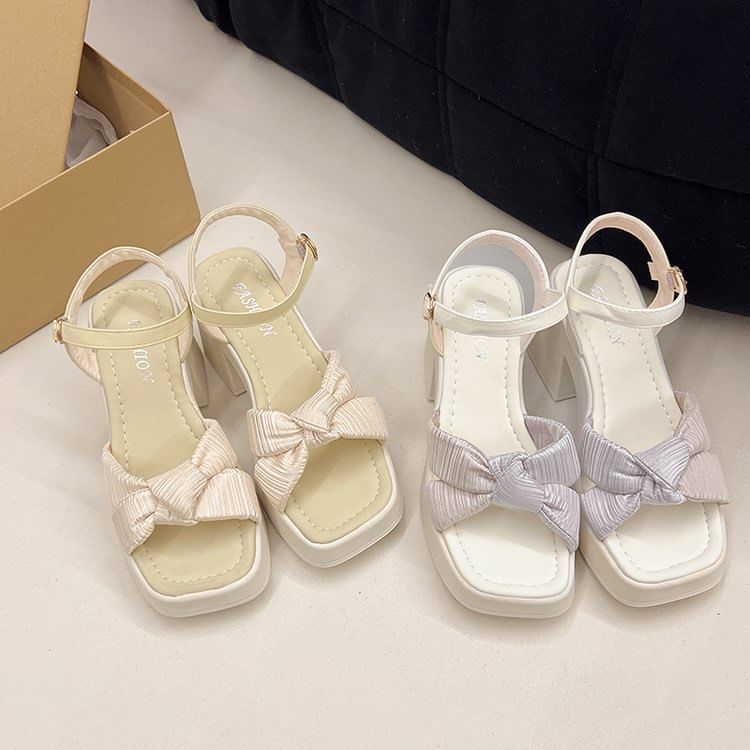 Knot Platform Chunky Heel Sandals