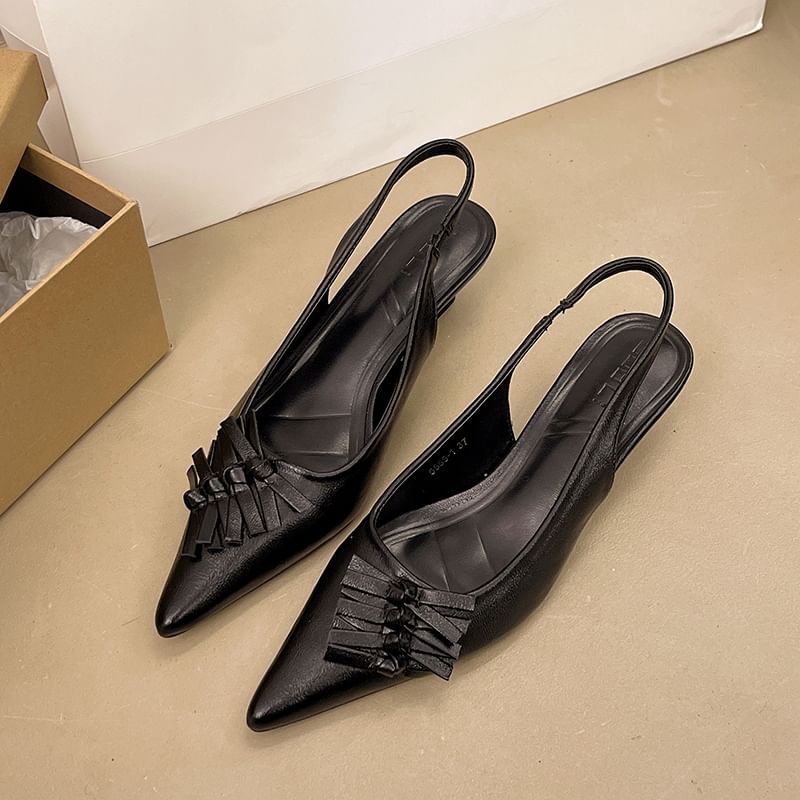 Low Heel Pointed Slingback Mules