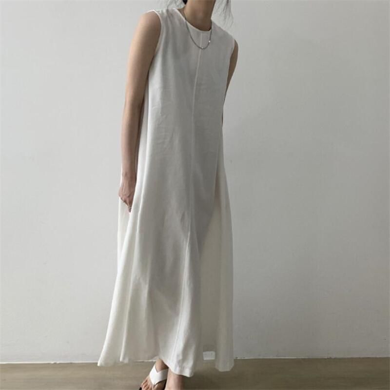 Crew Neck Sleeveless A-Line Maxi Dress