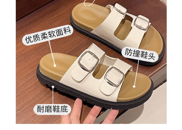 Buckled Platform Slide Sandals