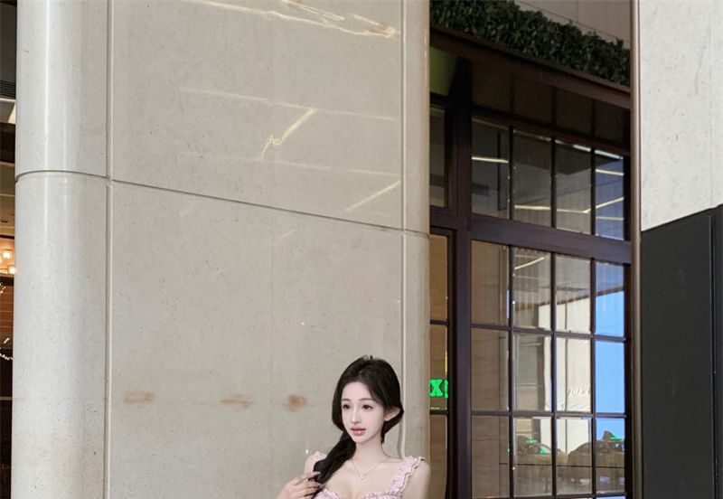 / Waist Maxi Frill High Plain Trim Skirt Top Fishtail Sleeveless