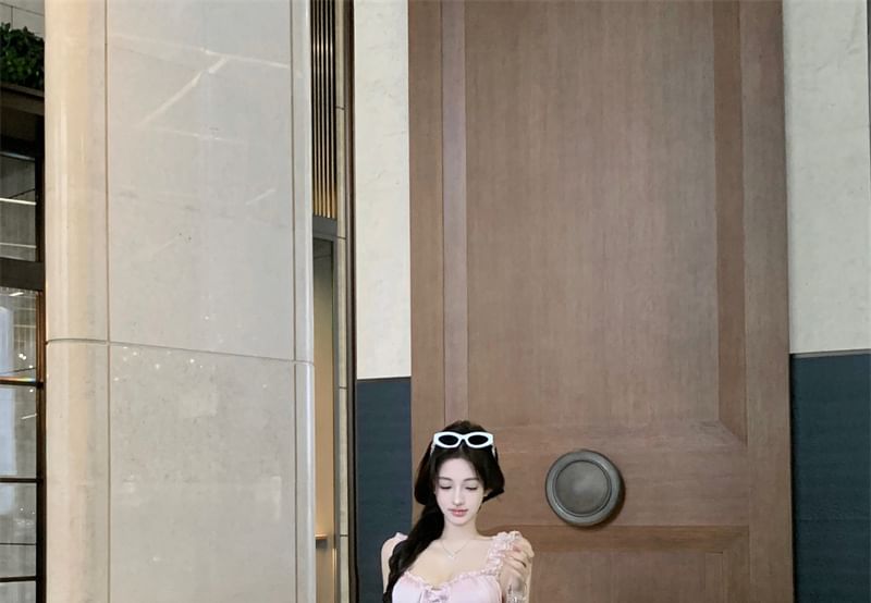 / Waist Maxi Frill High Plain Trim Skirt Top Fishtail Sleeveless