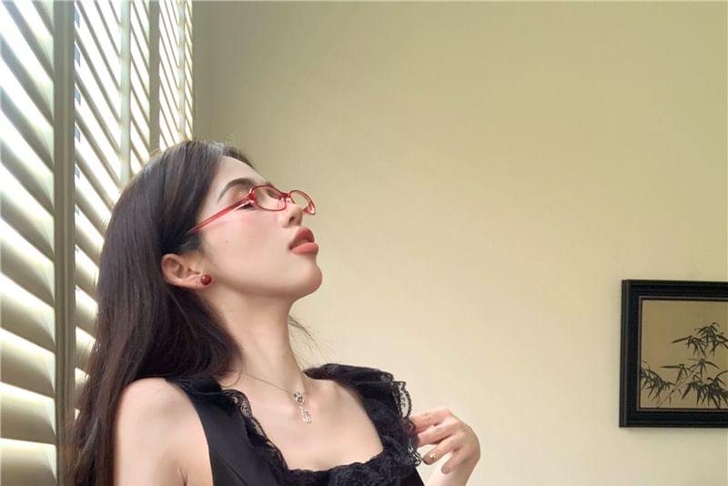 Sleeveless Plain Neck Skirt / Top Trim Frill Mini Square Dotted