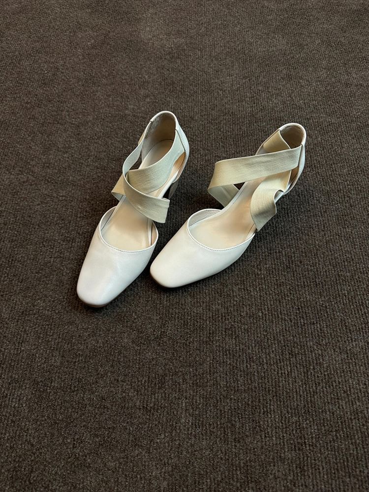 Jane Shoes Cross Strap Heel Chunky Mary