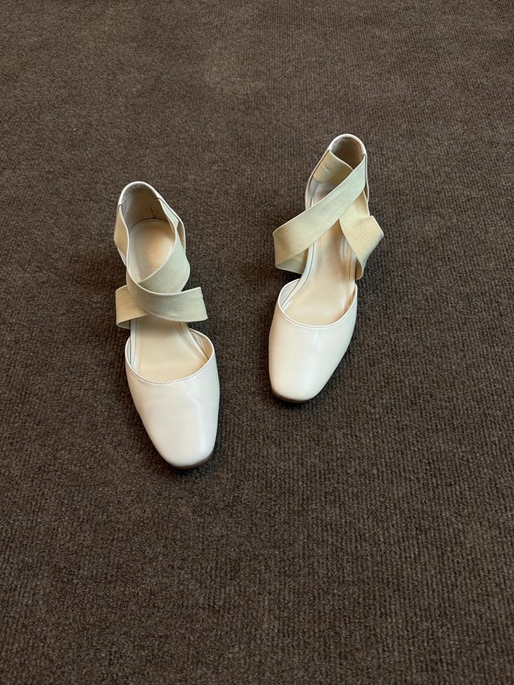 Jane Shoes Cross Strap Heel Chunky Mary