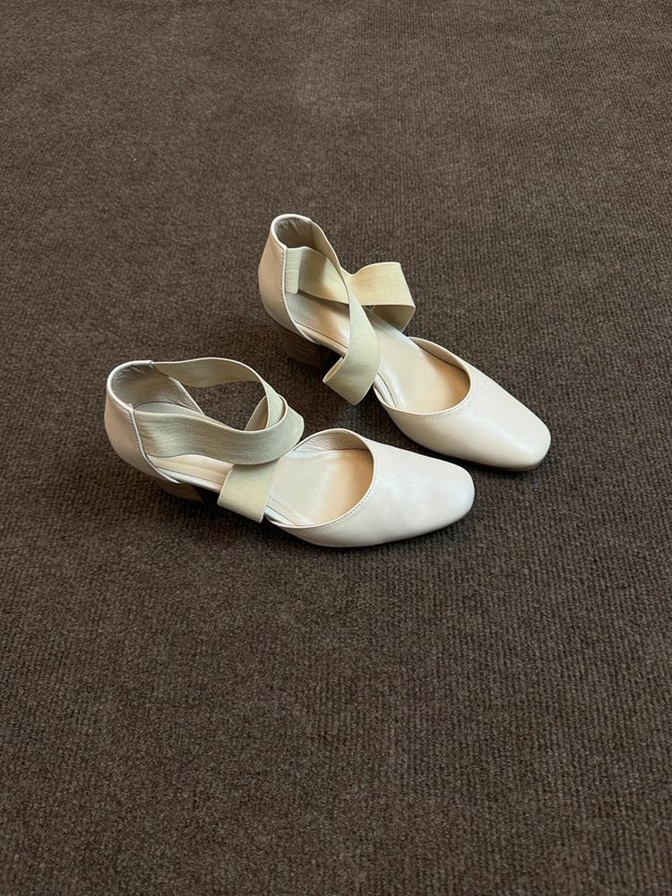 Jane Shoes Cross Strap Heel Chunky Mary